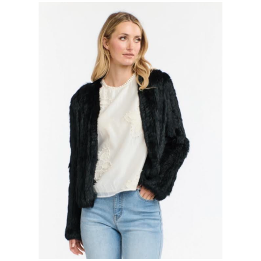 Greta Short Fur Jacket | Black