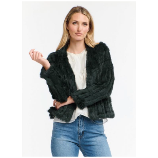Greta Short Fur Jacket | Midnight