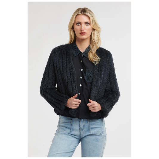 Greta Short Fur Jacket | Midnight