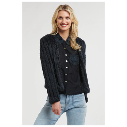 Greta Short Fur Jacket | Black