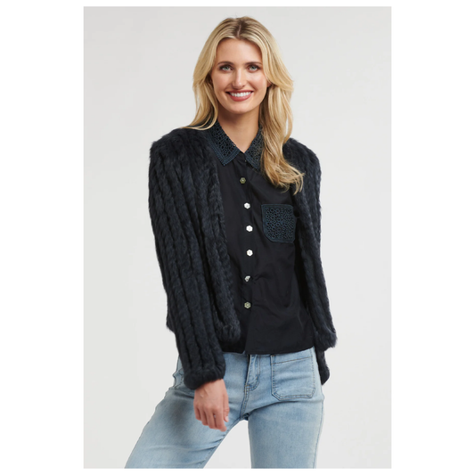 Greta Short Fur Jacket | Black