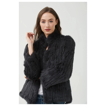 Garbo High Neck Fur Jacket | Black
