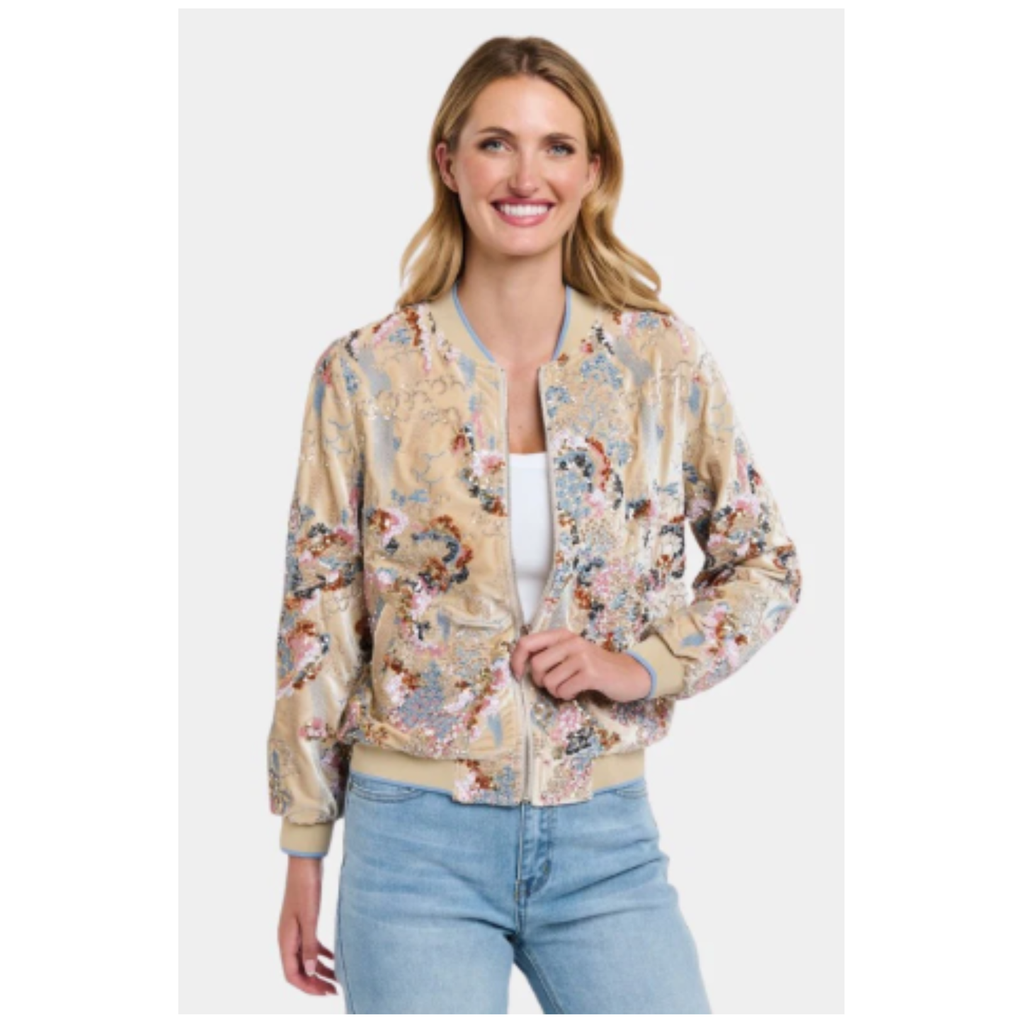 Ivory Charm Bomber Jacket | Ivory