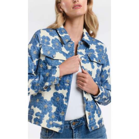 Denim Daisy Jacket | Cream/Denim