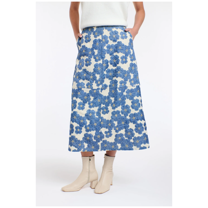 Daisy Denim Skirt | Cream/Denim