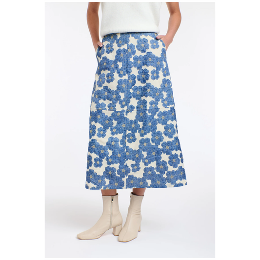 Daisy Denim Skirt | Cream/Denim