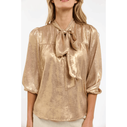 Summer Pussy Bow Blouse | Honey Gold