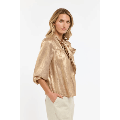Summer Pussy Bow Blouse | Honey Gold