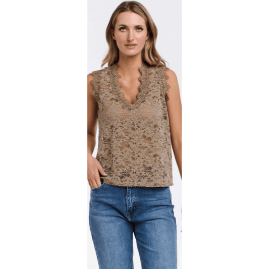 Indiana Lace Tank Top | Taupe