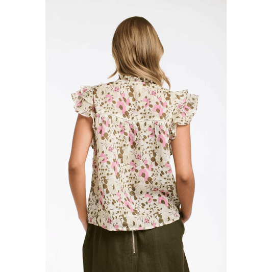 Greta Flutter Sleeve Top | Print | 365 Days