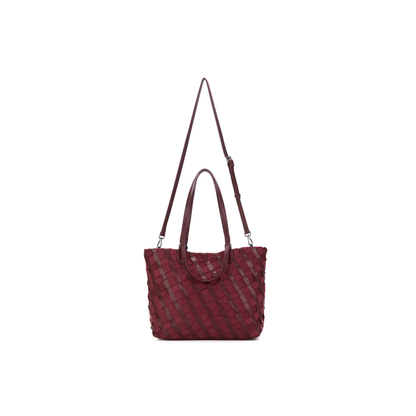 Lexington Handwoven 3Piece Handbag | Burgundy