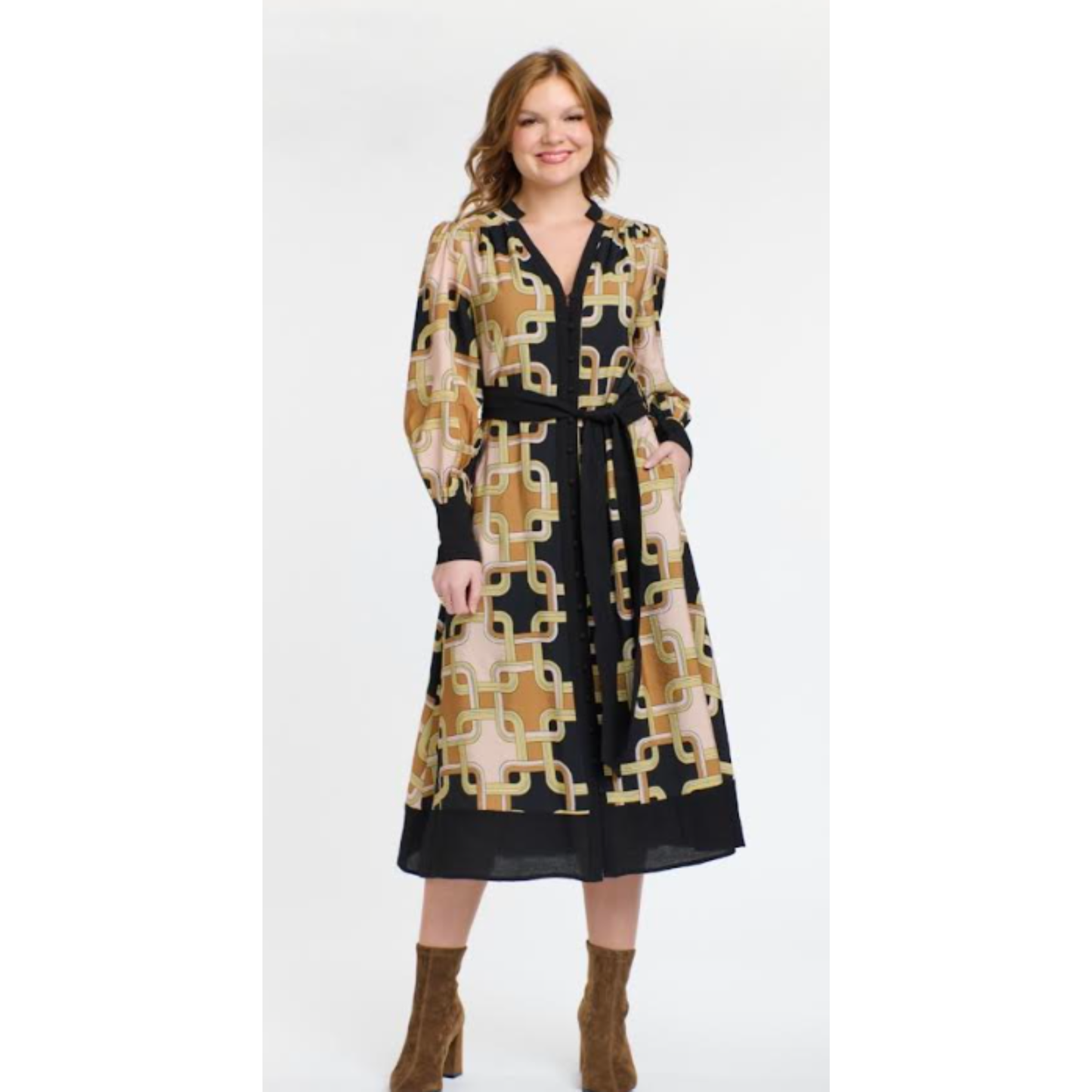 Sunny Midi Dress | Chain Print