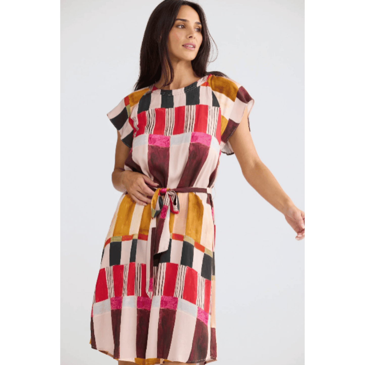 Boulevard Short Dress | Painterly Geo | Sale No Return