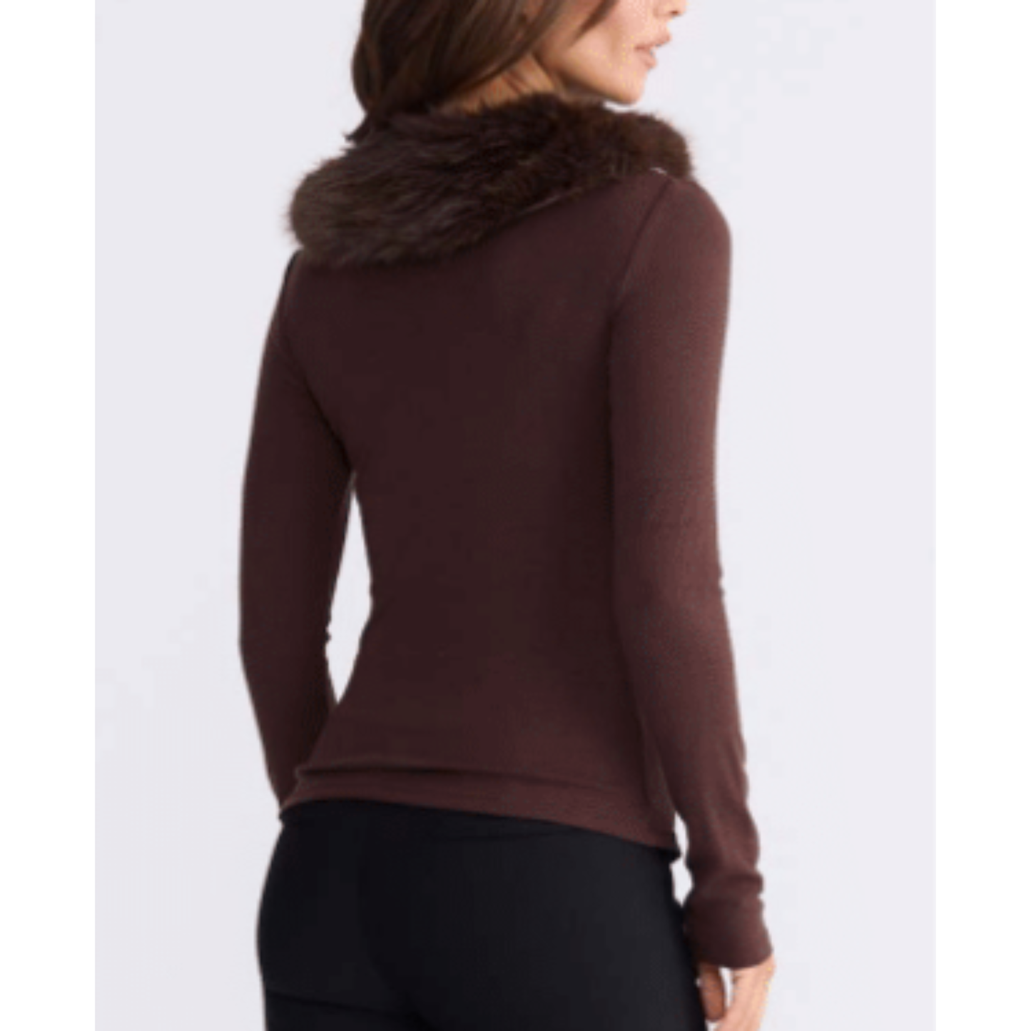 Imelda Top - Fur Collar | Chocolate