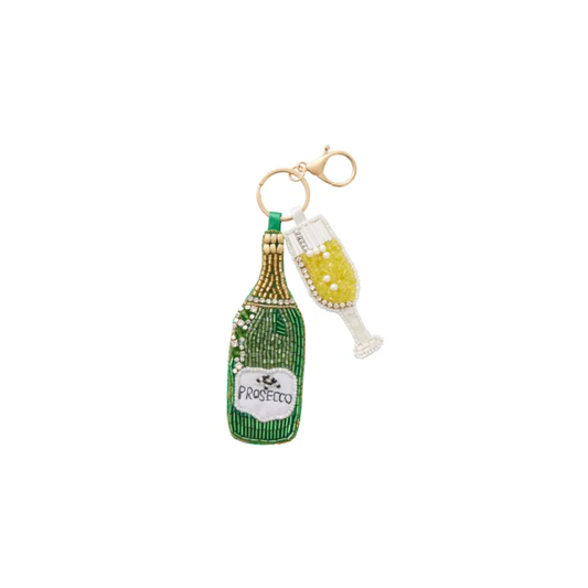Prosecco Beaded Keyring
