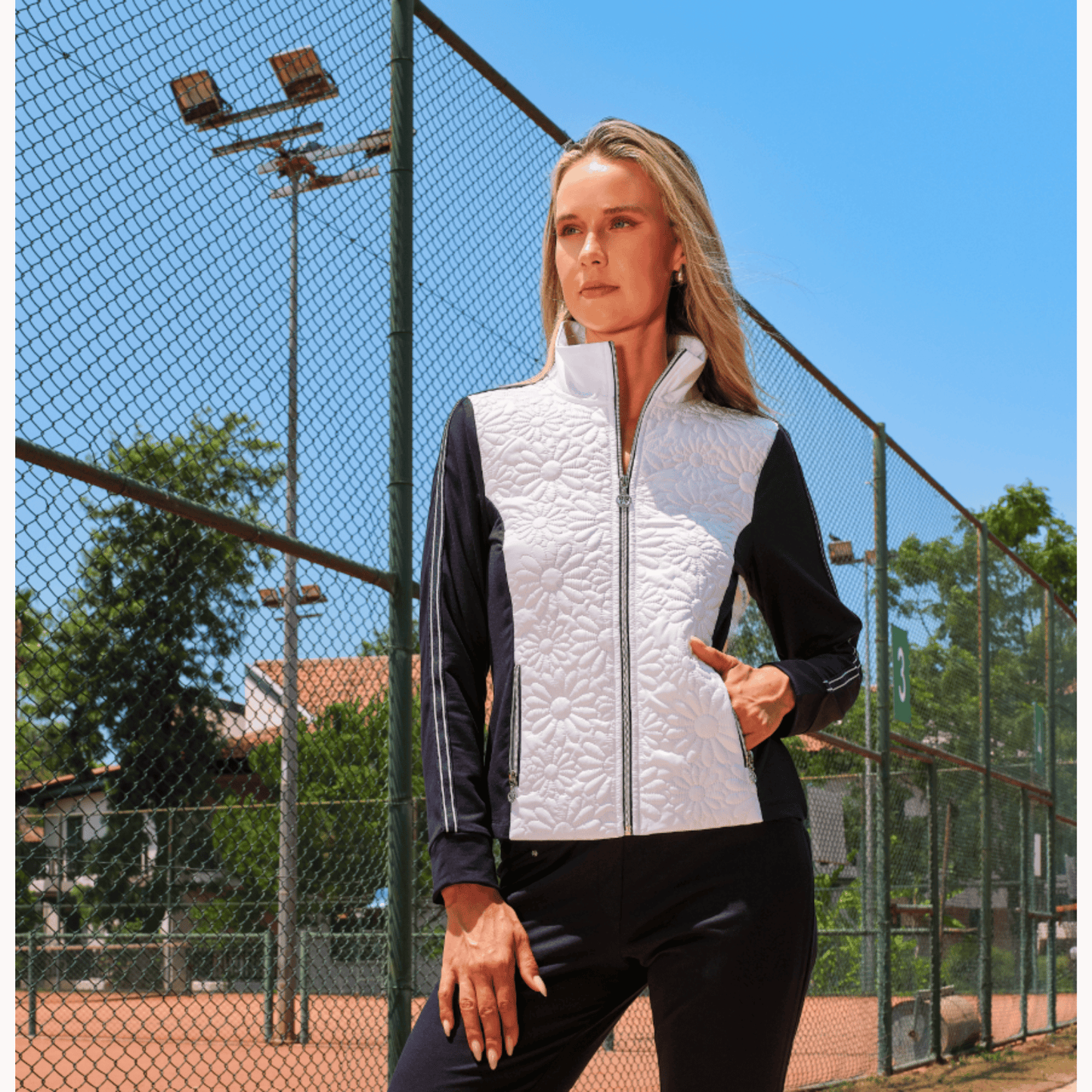 Berta Active Jacket | Navy/White
