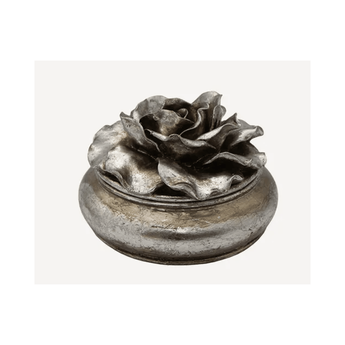 Camelia Round Trinket Box | Large | Pewter Finish | PICKUP INSTORE ONLY