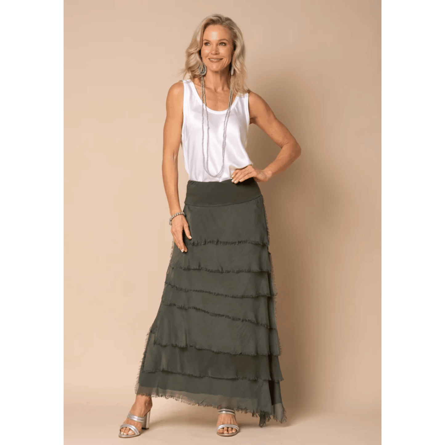 Fifi Silk Skirt | Khaki