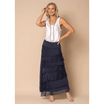 Fifi Silk Skirt | Navy