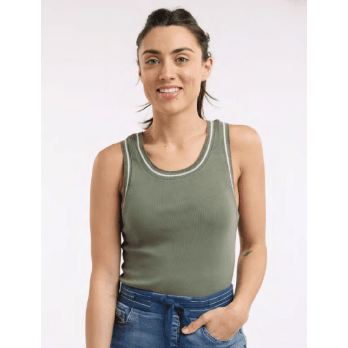 Senza Singlet Top | Khaki