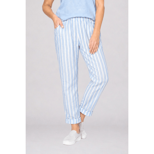 Santilla Pant | White/Blue Stripes | La Strada