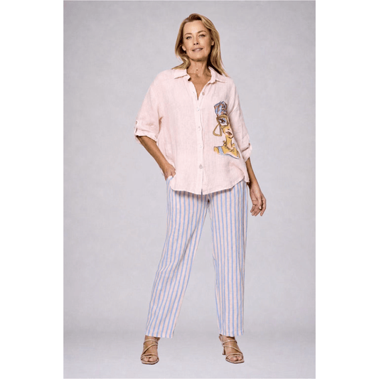 Santilla Pants | Blue/Pink Stripes | La Strada