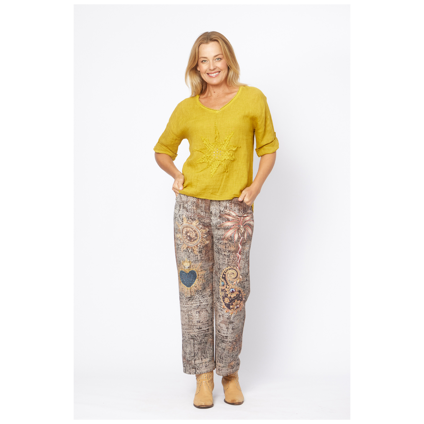Girasole Linen Top | Mustard