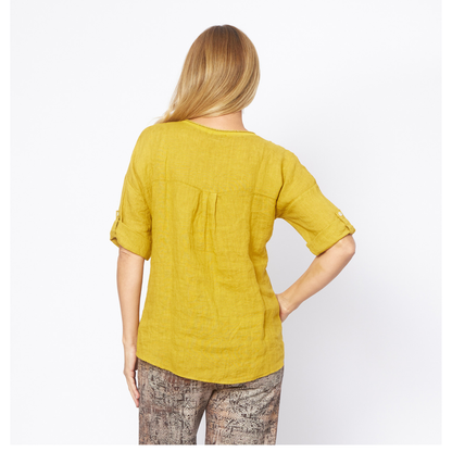 Girasole Linen Top | Mustard