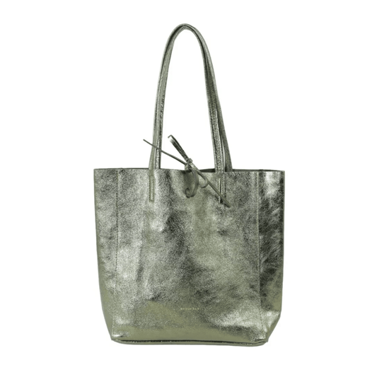 Louis - Leather Tote Bag | Metallic Khaki | Maison Fanli