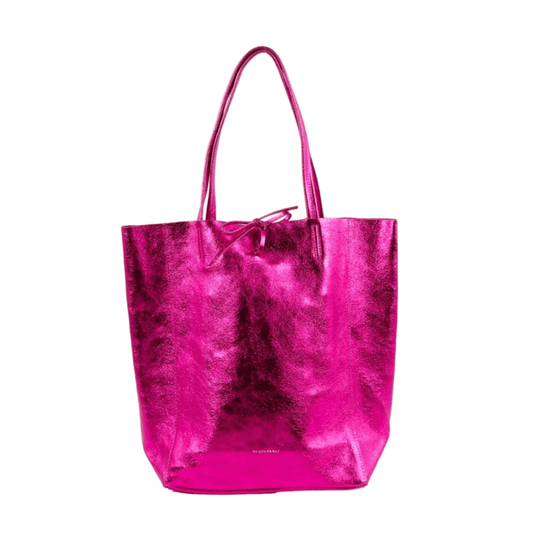 Louis - Leather Tote Bag | Metallic Pink | Maison Fanli