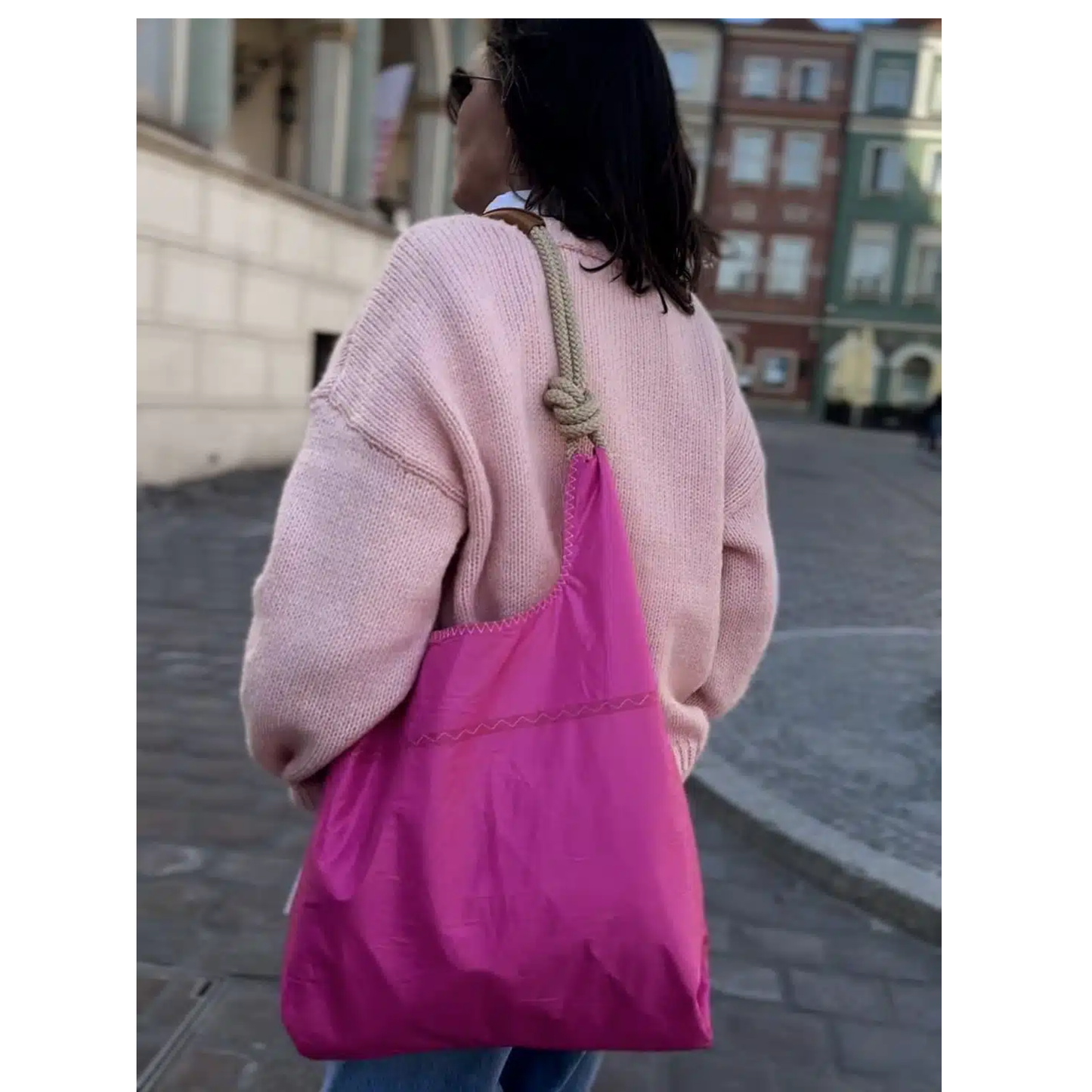 SeaShopper Bag | Hot Pink/Beige