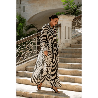 Clare Shirt Dress | Black/Ivory