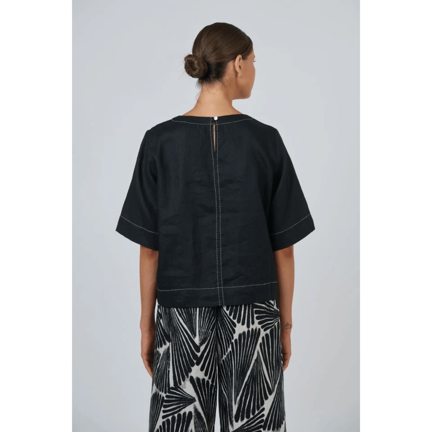 Veronica Linen Top | Black