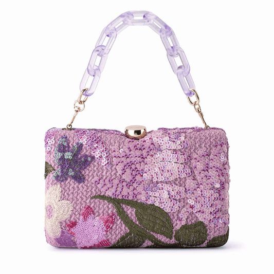 Greta Floral Clutch | Lilac