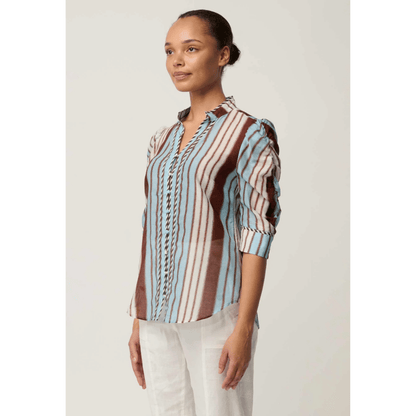Calantha Contrast Trim Shirt | Iridescent Stripe - OnceWas