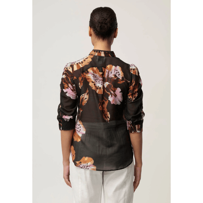 Calantha Contrast Trim Shirt | Sunset Orchid - OnceWas
