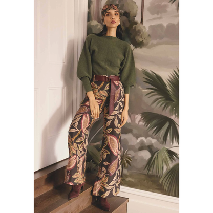 Once Was - Adele Belted Pant | Dark Tropique