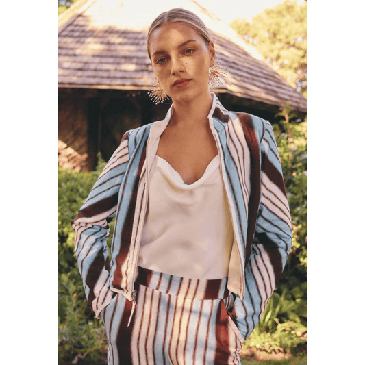 Delray Reversible Jacket | Nautilus Bloom/Iridescent Stripe - OnceWas
