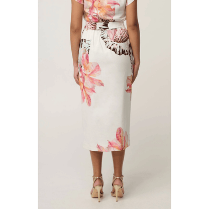 Adria Linen Detail Print Midi Skirt | Nautilus Bloom | Once Was