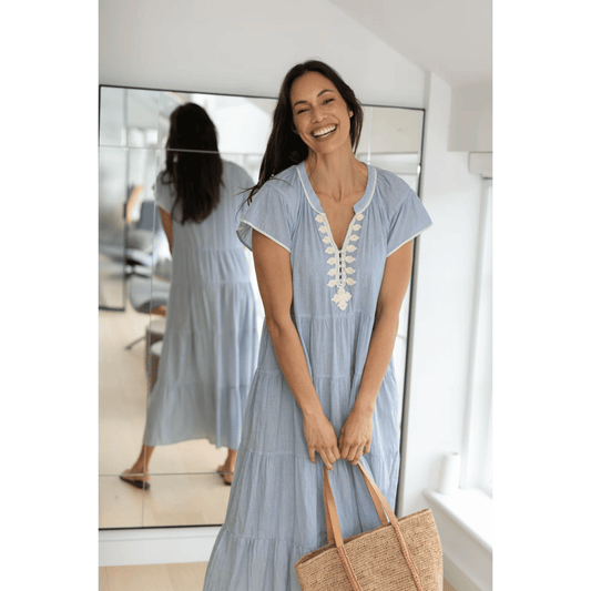 Camellia Maxi Dress | Blue/White