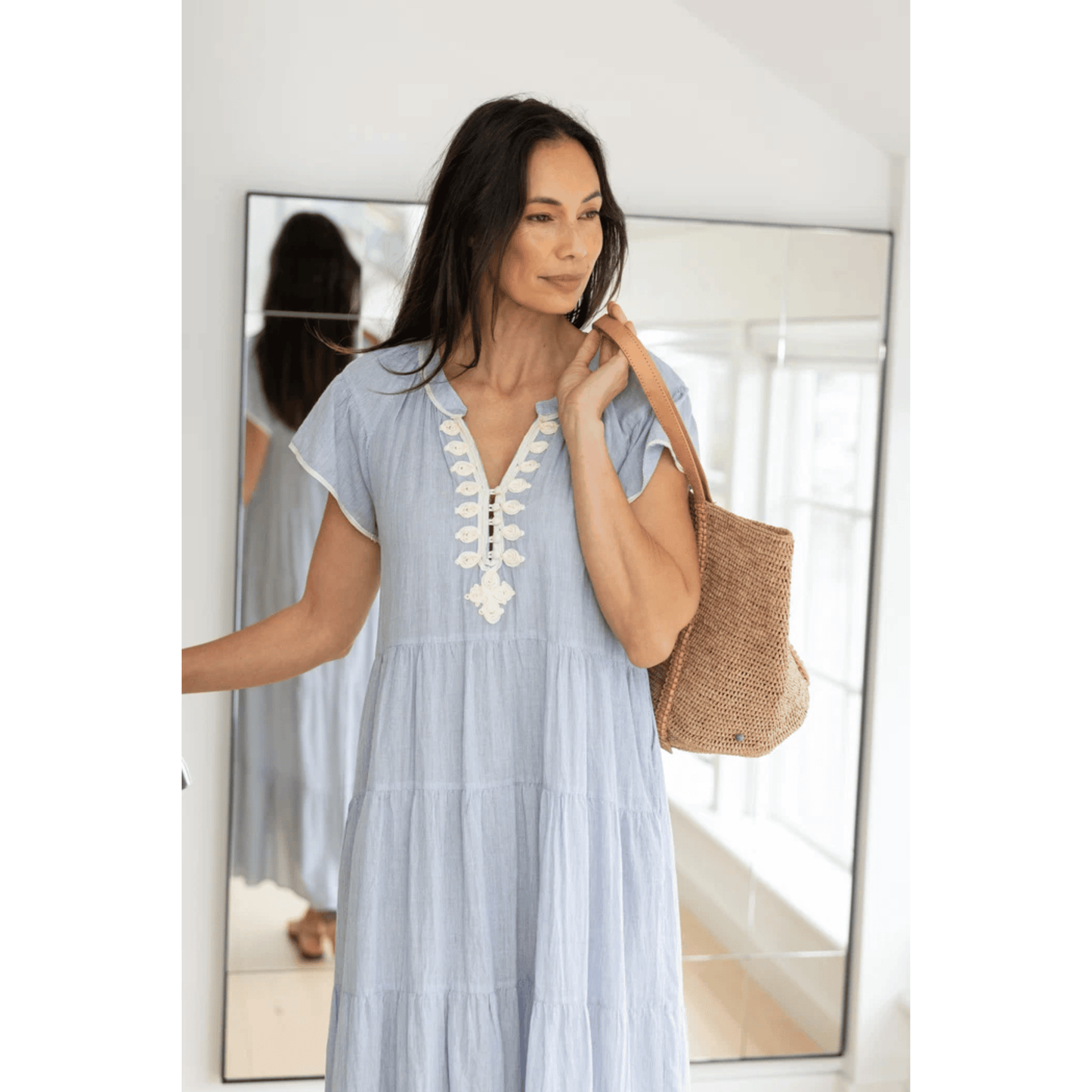 Camellia Maxi Dress | Blue/White