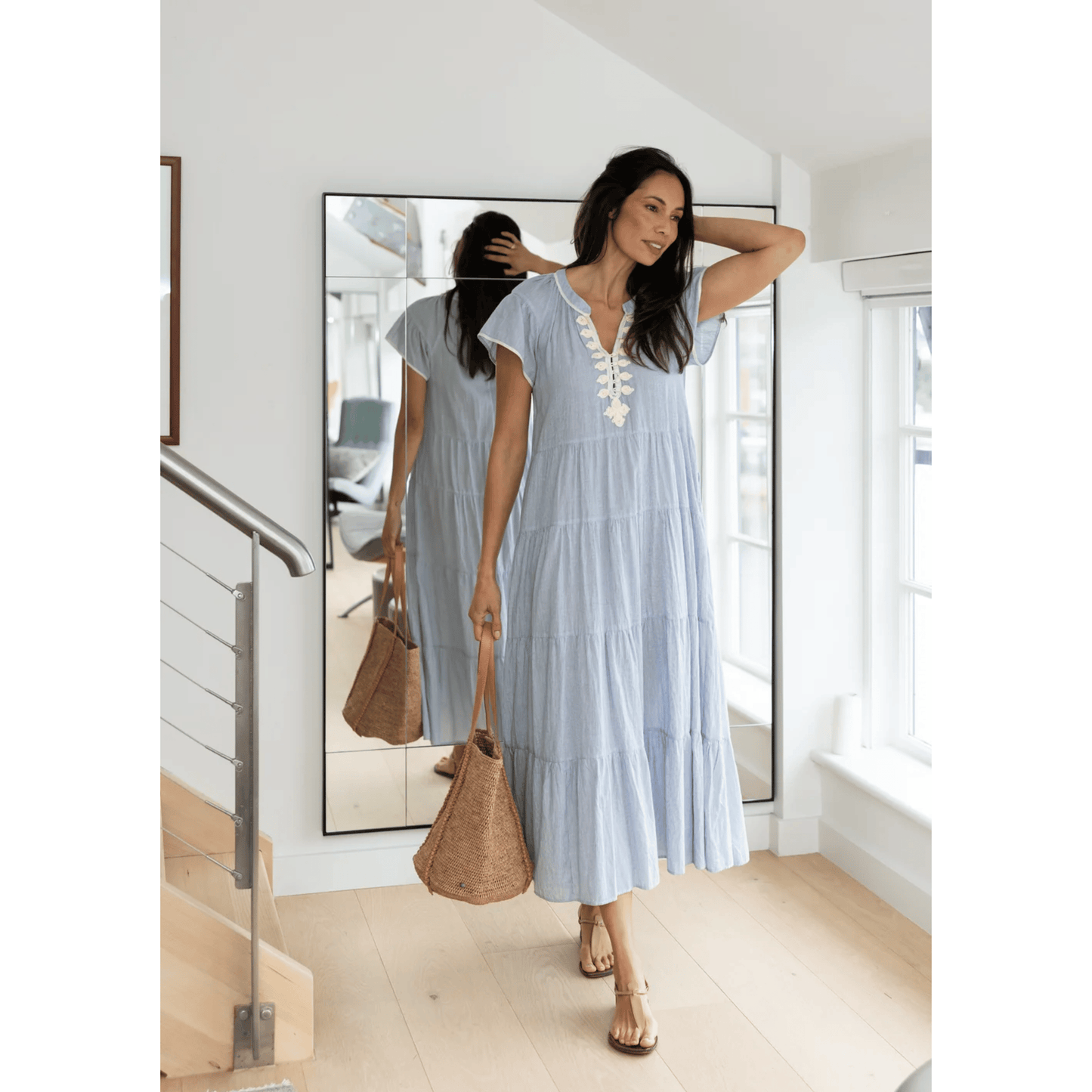 Camellia Maxi Dress | Blue/White