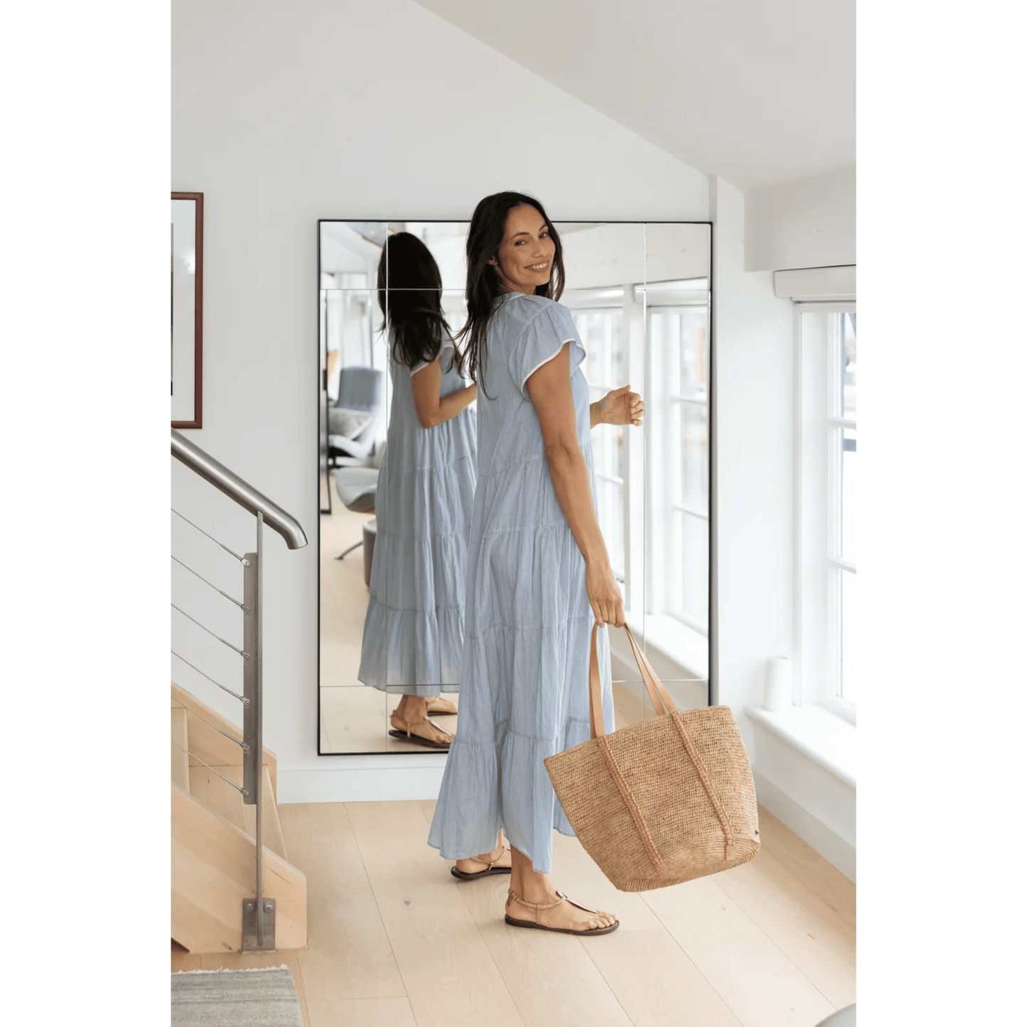 Camellia Maxi Dress | Blue/White