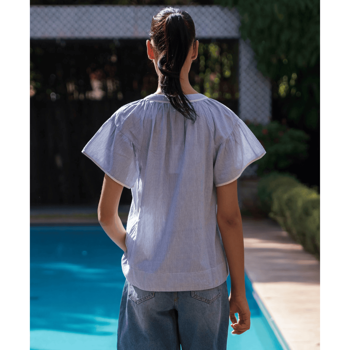 Clematis Stripe Top | Blue