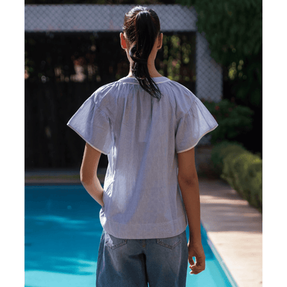 Clematis Stripe Top | Blue