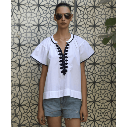 Clematis Top | White/Navy