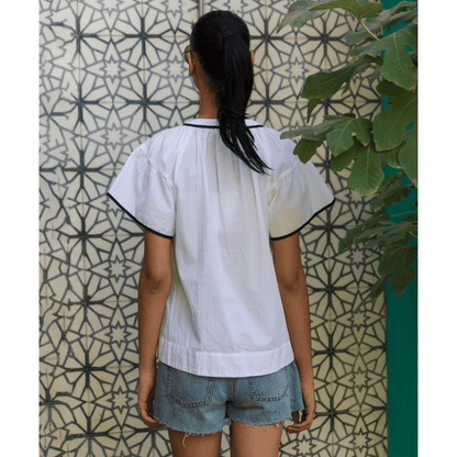 Clematis Top | White/Navy