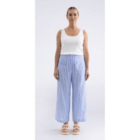 Amelia Stripe Wide Leg Pant | Cornflower Blue