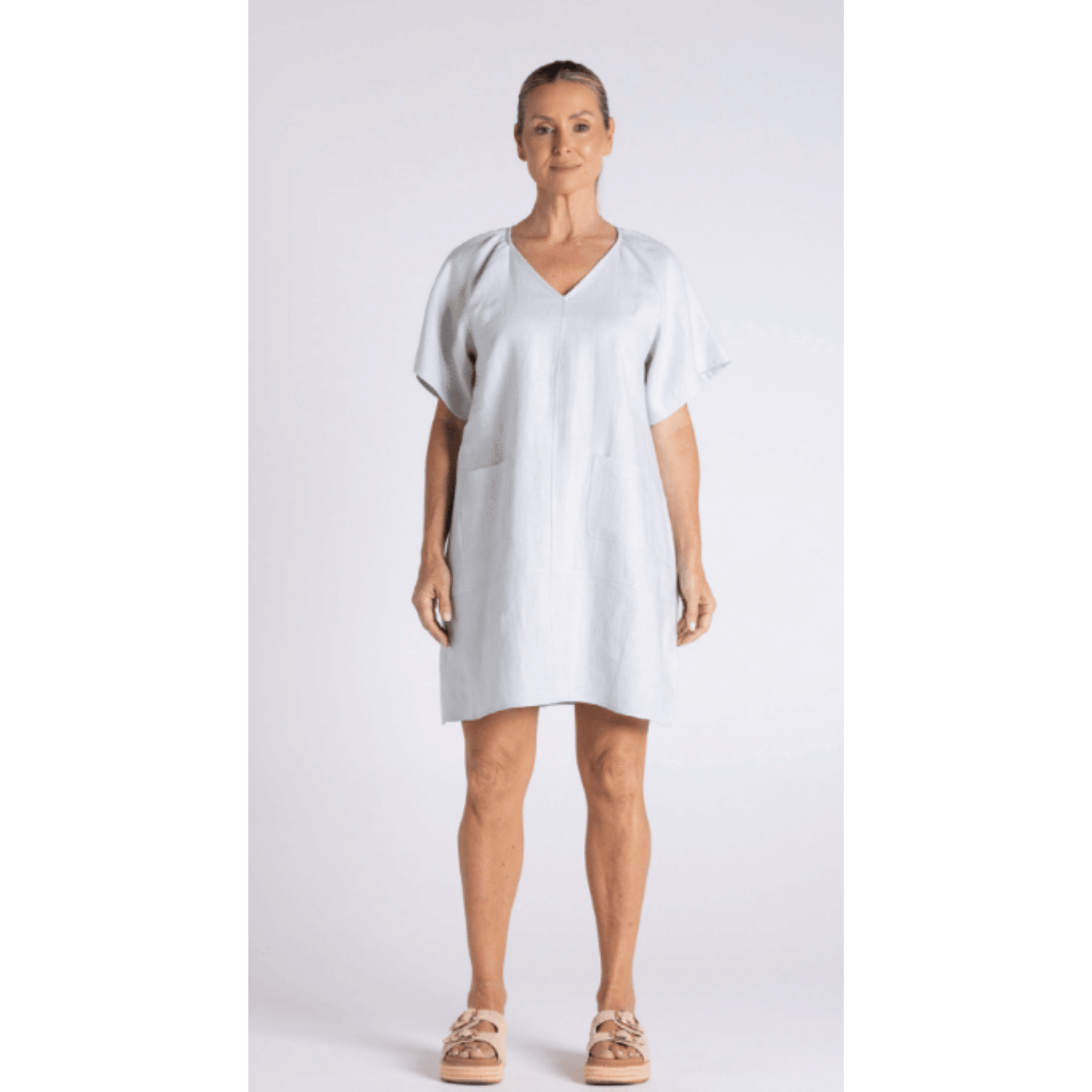 Kim Tweed Linen Dress | Sea Foam