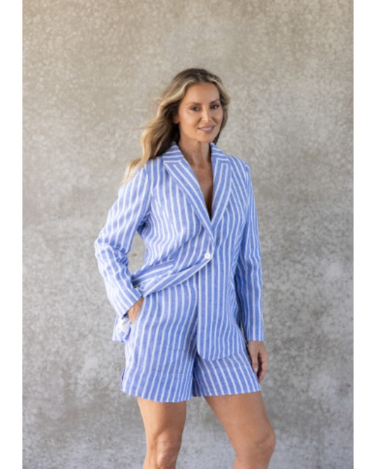 Amelia Stripe Short | Cornflower Blue